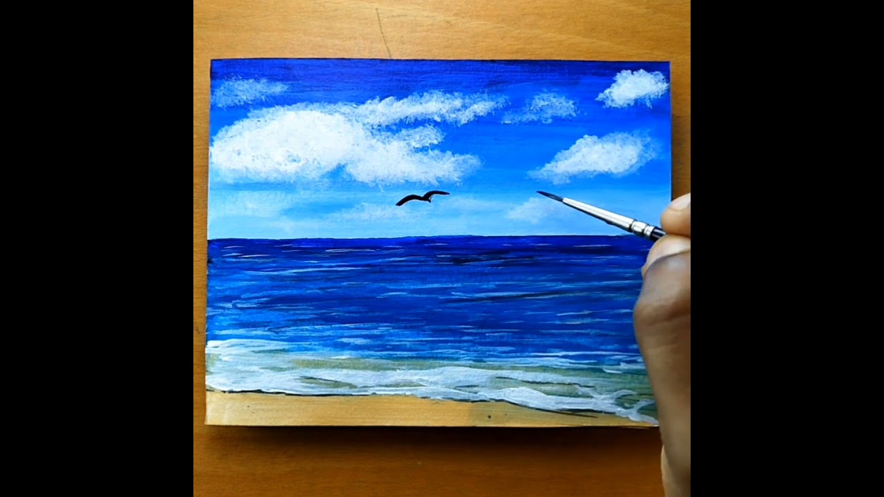 Beach painting acrylic #art #shortvideo #painting