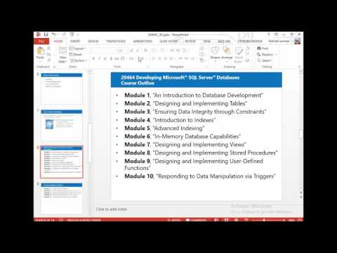 0 20464 Developing MS SQL Server Databases Course Outline