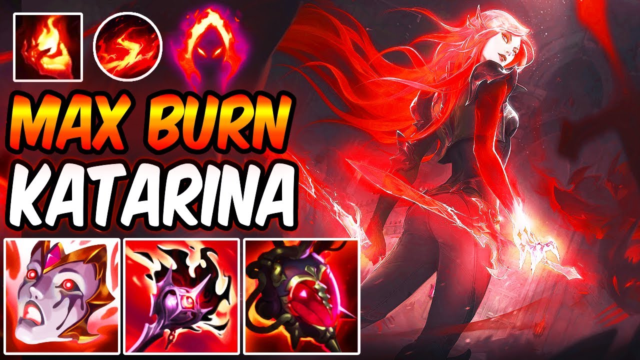 MAX BURN KATARINA MID & TOP (5x BURN) DARK HARVEST FULL AP | New Build & Runes | League of Legends