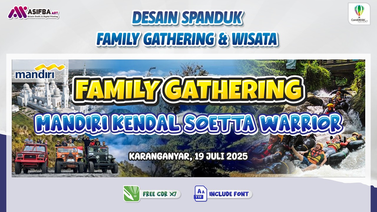 🏔️🌄 Desain Spanduk Family Gathering Goes to Karanganyar – Estetik & Siap Edit di CorelDRAW!