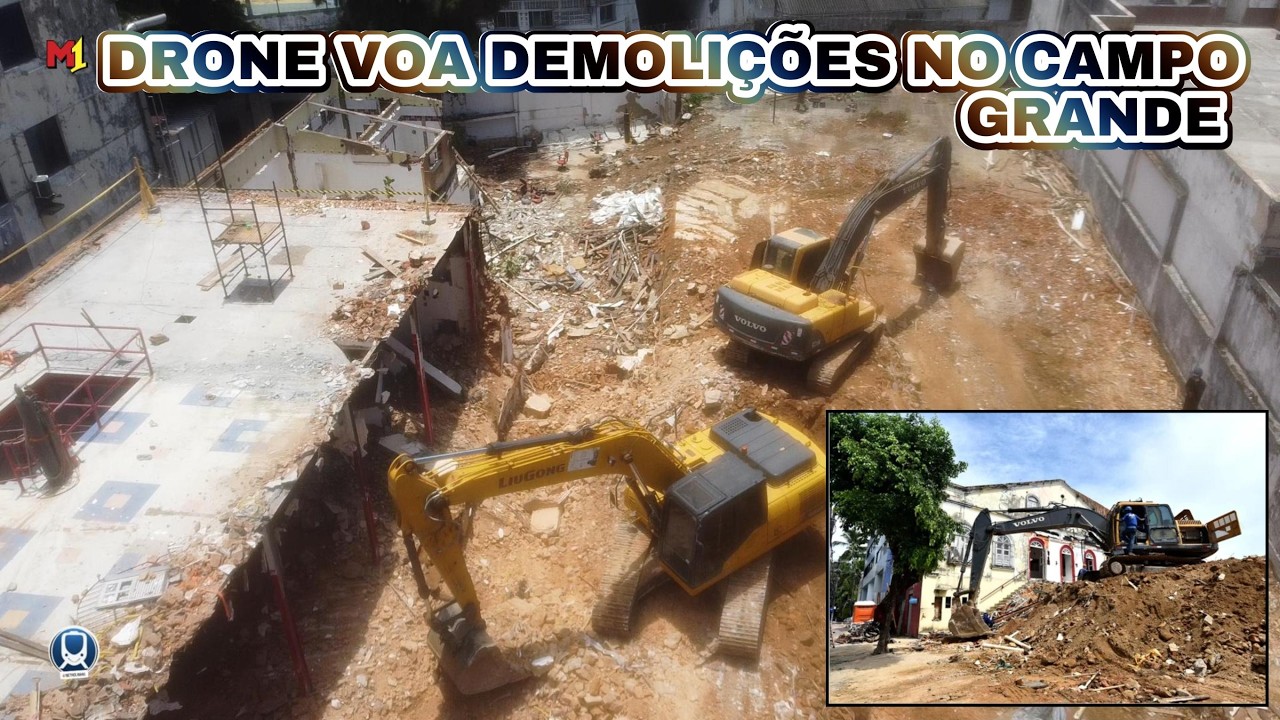 DRONE VOA DEMOLIÇÕES NO CAMPO GRANDE FUTURA ESTAÇÃO DO METRÔ, veja
