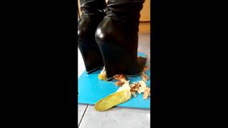 Crushing A Hamburger With Boots On Wedges