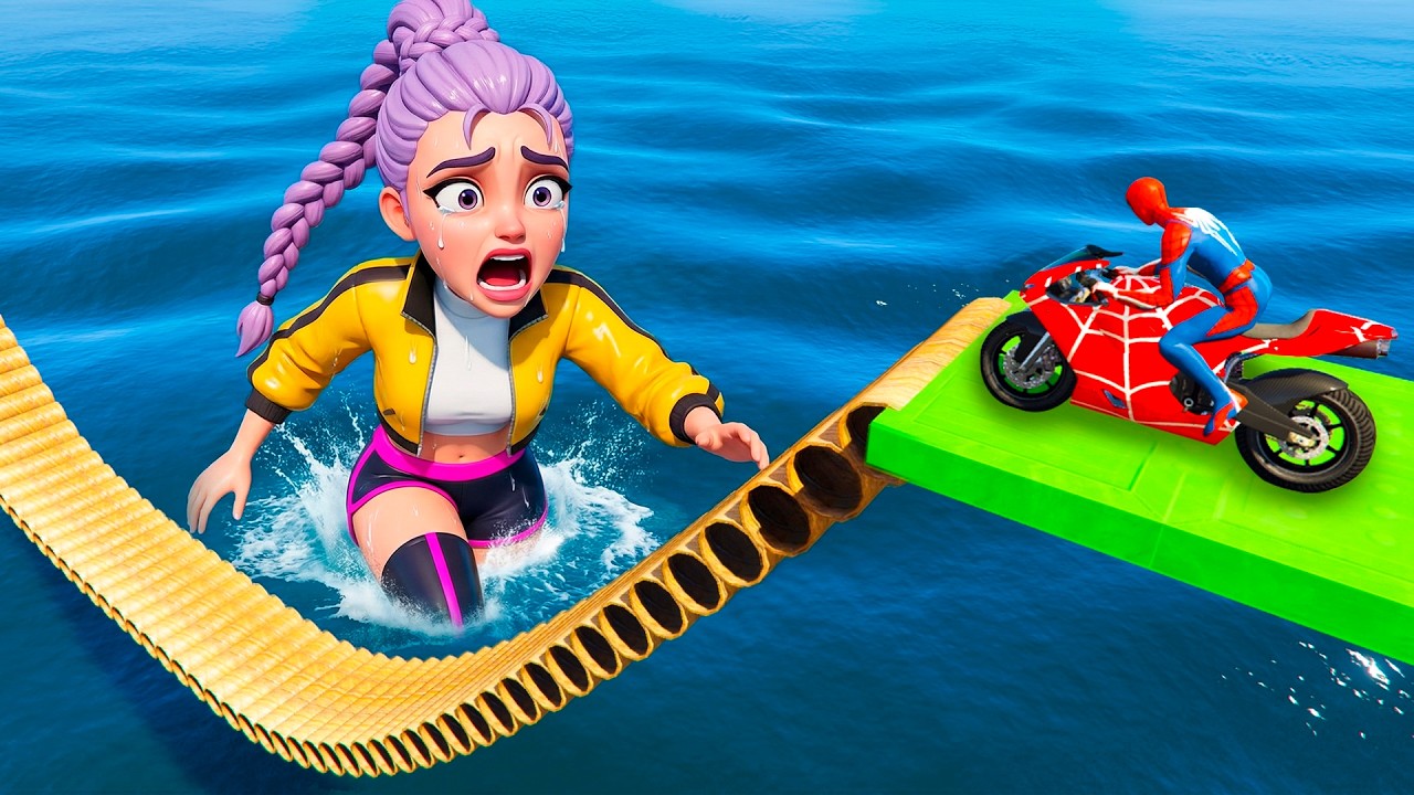 SPIDER MAN against RUMI on Motorcycle in RAINBOW SPIDERS BRIDGE | GTA MULTIVERSE?!?