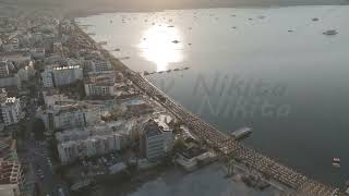 D-Log M. Marmaris, Turkey. First line hotels with beach umbrellas and empty beaches in morning li...
