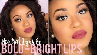 Neutral Eyes + Bold Pink Lips || Spring 2016 Makeup Tutorial