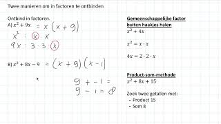Algebra - Twee manieren om in factoren te ontbinden