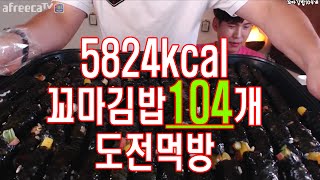 도전먹방 꼬마 같지않은 꼬마김밥 104개 클리어 도전먹방 Roll 16.07.29