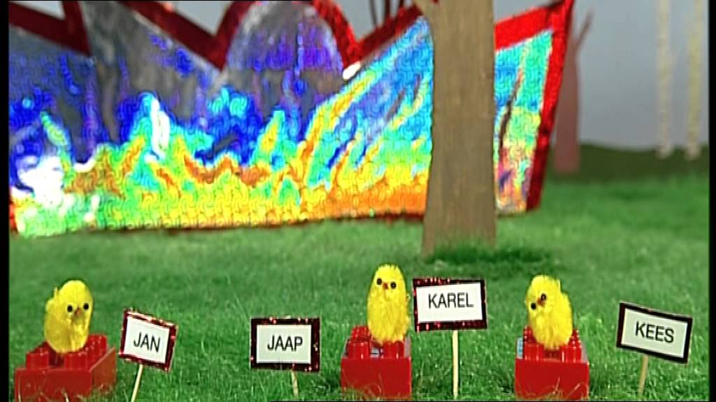 Muisje Pierieliepiepielo en kuikentjes Jan, Jaap, Karel en Kees.