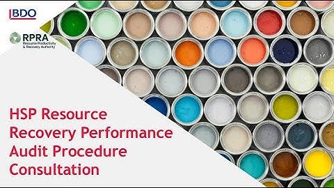 Webinar: HSP Resource Recovery Performance Audit Procedure