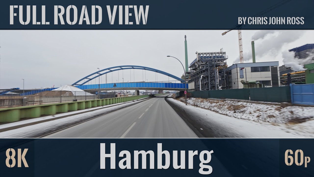 Hamburg, Germany: Veddel, Wilhelmsburg - Müggenburger-/Kreetsander-/Moorwerder Hauptdeich - 4K/8K