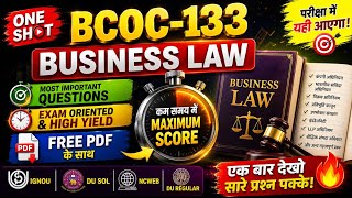 BCOC-133 Business Law 🎯 | Most Important Questions | Oneshot | IGNOU/SOL/Regular