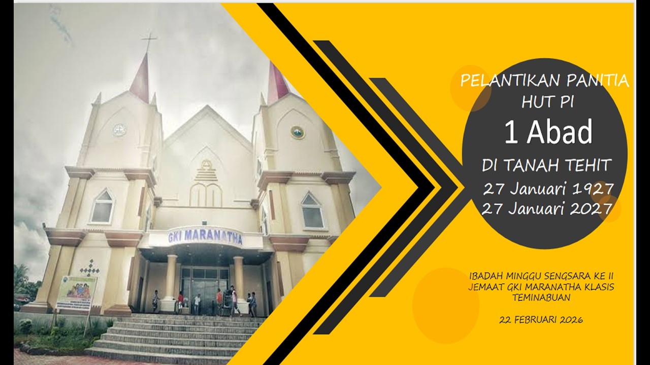 🔴LIVE STREAMING IBADAH MINGGU SENGSARA KE II   DAN PELANTIKAN PANITIA HUT 1 ABAD  PI DI TANAH TEHIT