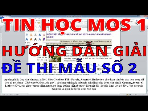 Hướng dẫn giải đề thi kết thúc học phần Tin học MOS 1 – Đề thi mẫu số 2 #HOT