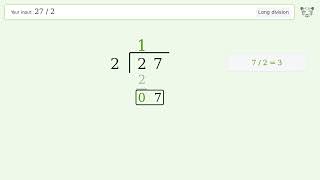 27/2 Long Division — Step-by-Step | Tiger Algebra Solver