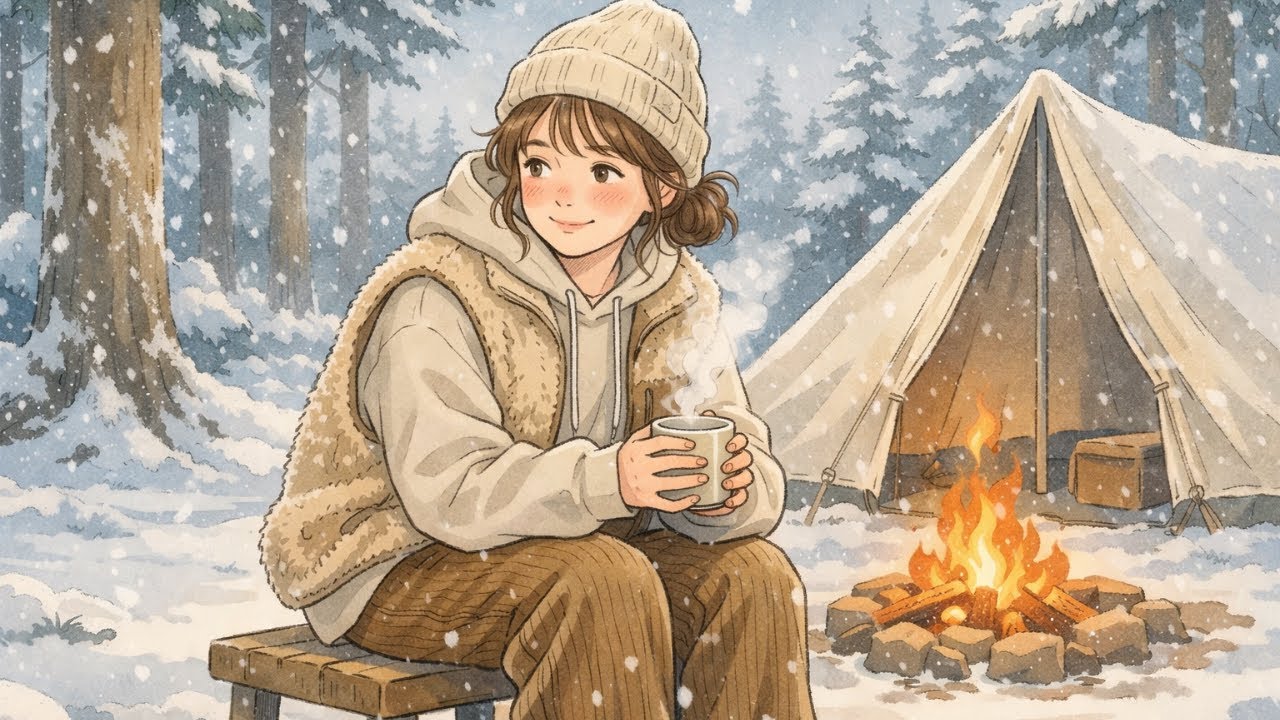 Cozy Winter Camping in a Snowy Pine Forest ❄️🌲 Studio Ghibli Style | Ghibli Warm Corners