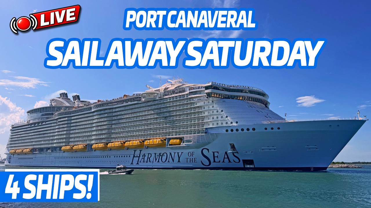 🔴 LIVE: 4 Cruise Ships Sail Away from Port Canaveral! Harmony of the Seas, Mardi Gras & More 9.18.26