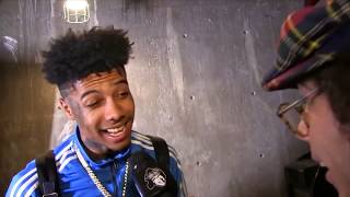 Blueface teaches nardwuar how to dance