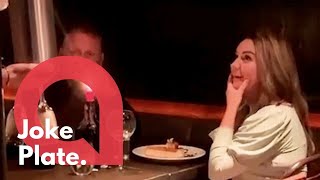 Friend pranks his pal on first date by ordering dessert decorated to read 'Will you marry me?'| SWNS