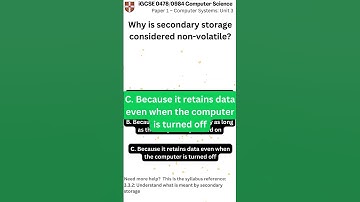 iGCSE Computer Science 0478 0984 Paper 1 Unit 3 q062 v1