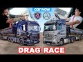 Mercedes Actros vs Scania R500 - DRAG RACE *Truk 44 Ton!*