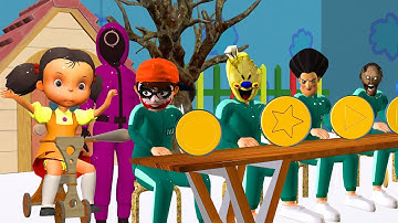 Scary Stranger 3D - Squid Game (오징어 게임) Trying Honeycomb Candy Shape Challenge Games #85