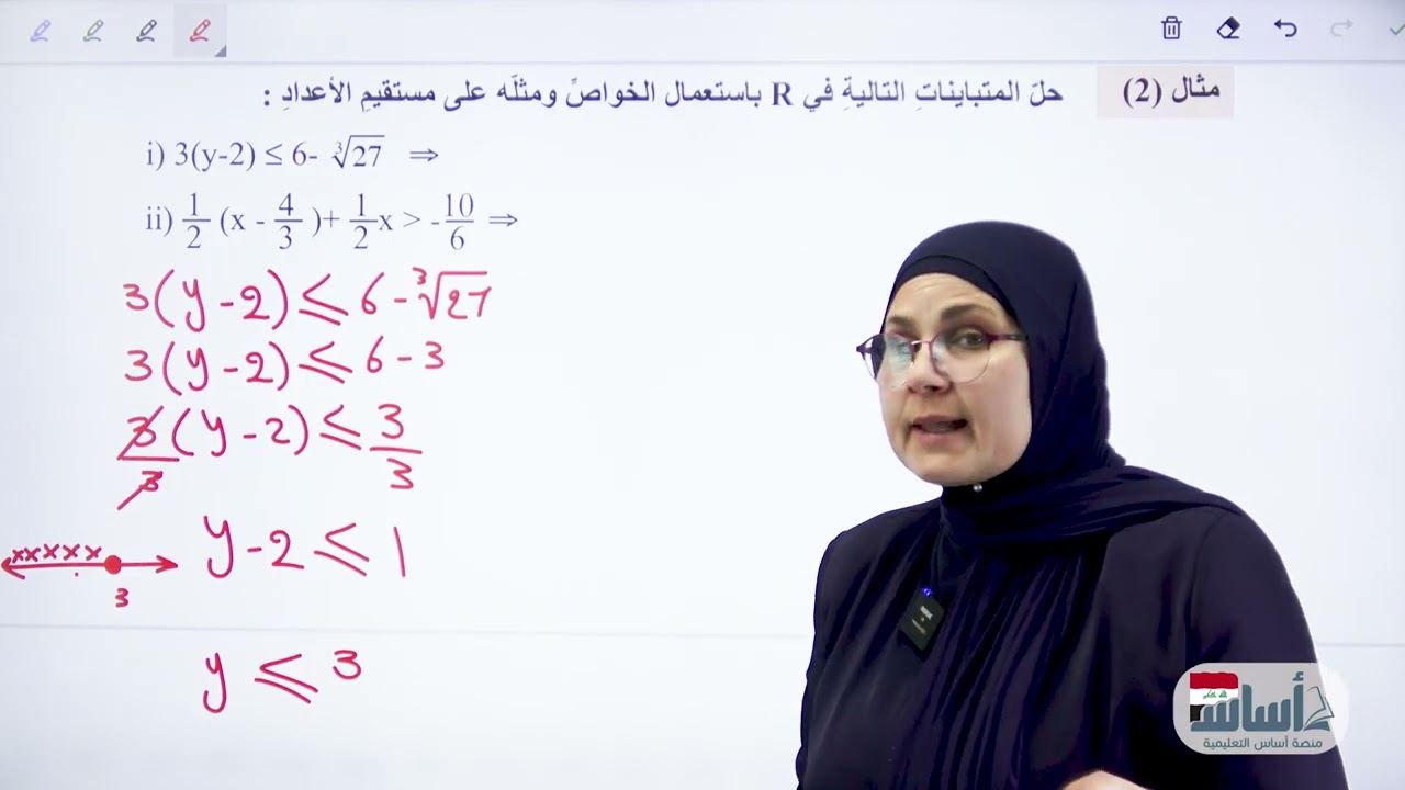 حل المتباينات الجبرية متعددة الخطوات/ص91 /الرياضيات/الثاني متوسط/ أ.ندى جاسم