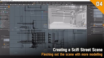 Creating a Scifi Street Scene | Full Process | Fleshing out the scene with more modelling