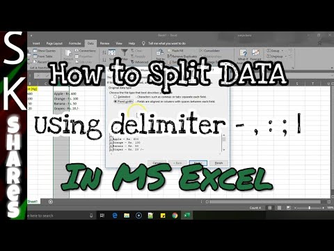 ვიდეო: როგორ შევქმნა დელიმიტერი Excel-ში?