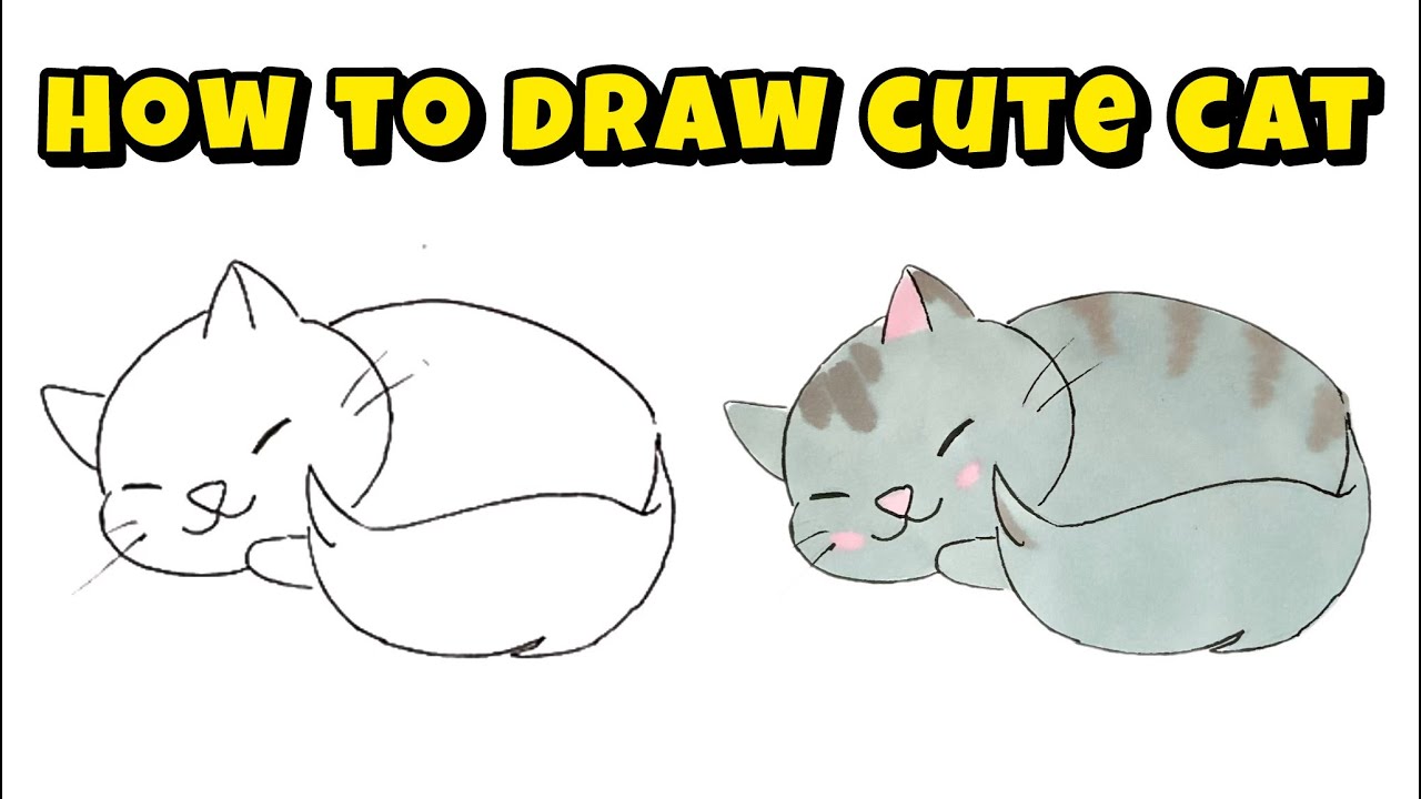 Learn How to Draw Cute Cat – Follow Along this Tutorial Watch and ...
