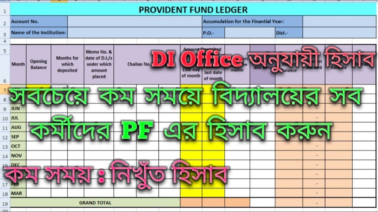 PF Calculation In Excel PF 