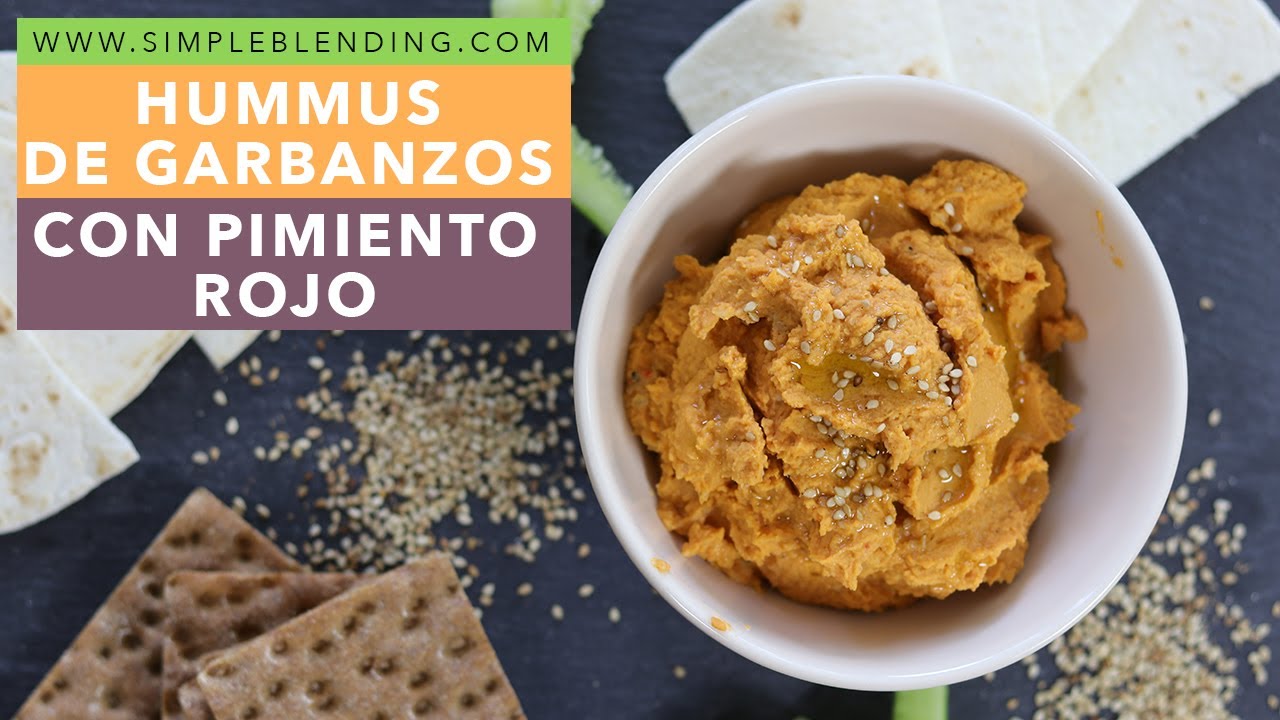 HUMMUS DE GARBANZOS CON PIMIENTO ROJO | Cómo hacer hummus sin tahini | Hummus casero