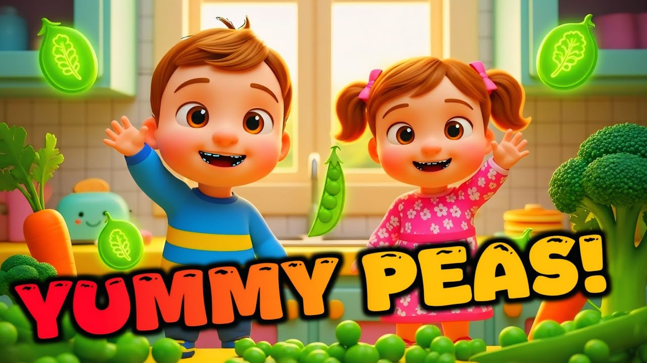 Yummy Peas Song 🟢 | Fruits & Vegetables Song for Kids | Healthy Food Nursery Rhymes