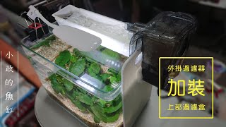 外掛式過濾器  水族DIY 外掛過濾器加裝上部過濾盒減緩水流 fish tank sponge filter  DIY#水族好好玩 #水族