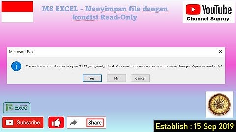 MS EXCEL   Menyimpan file dengan kondisi Read Only
