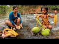 Cooking duck with water coconut and grilled duck with spice for delicious