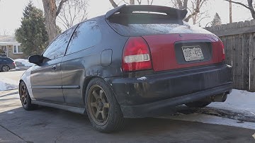 EK Hatch with a B18C1.  Cold Start. Headers+Apexi WS2 Exhaust.