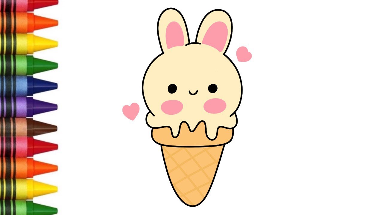 How to Draw a Cute Rabbit Icecream Cone easy for kids Ice cream