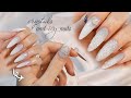 Crystals and Icy Nails❆/ Grey &amp; White Gradient Winter Nails/ Aprés Gel X method/ self nail ASMR