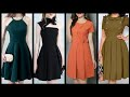 latest and beautiful plain skater dresses design collection (2020) - plain short frock design ideas