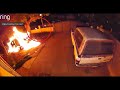 Arsonist catches fire while setting car ablaze