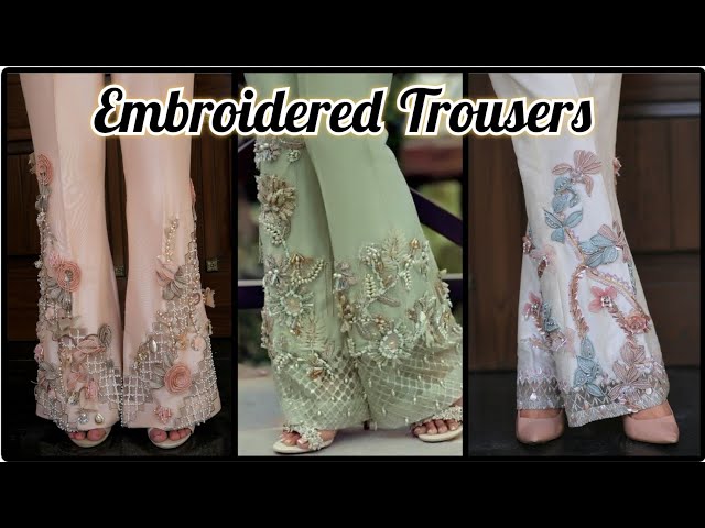Silver Diamante Embroidered Trousers – Henna Mehndi