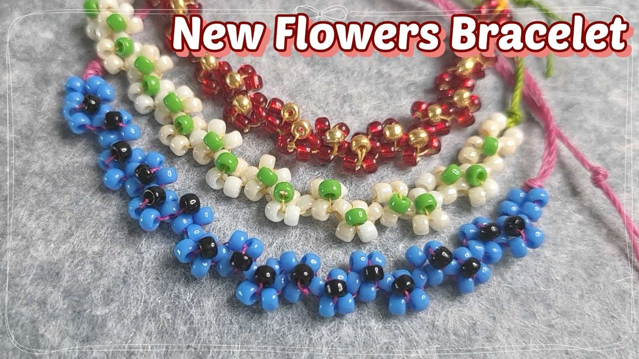 New Flowers Beaded Bracelet 새로운 디자인으로 비즈 꽃팔찌 만들었어요 