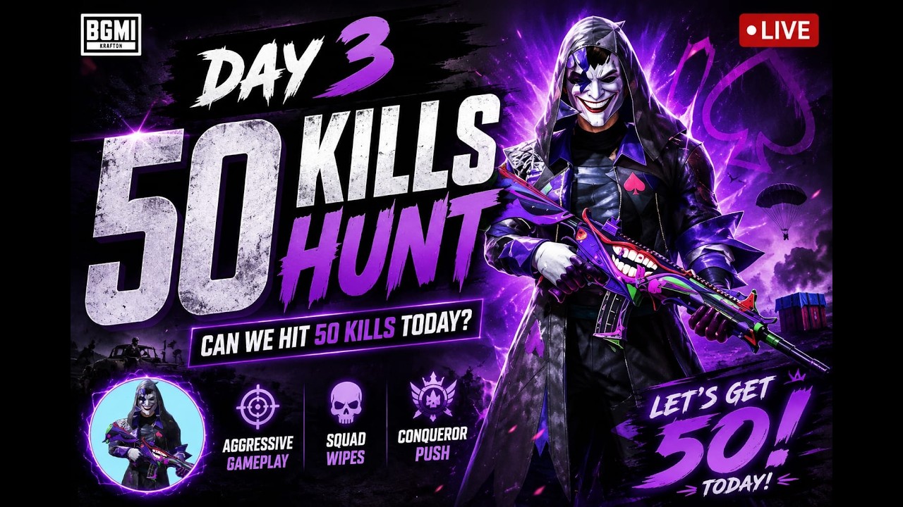 🔥 50 Kills Hunt | Day 3 | BGMI LIVE | HARSHA YT LIVE | #bgmi #50kills #bgmilive #pubg #pubglive