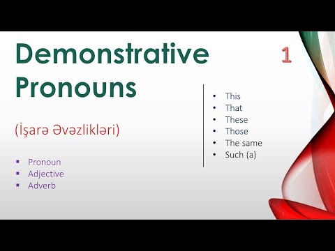 İngilis dili - Demonstrative Pronouns (İşarə əvəzlikləri) -1