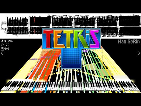 🎶 Break Piano with TETRIS!! | Tetris Theme A | Black MIDI / Piano ~ Kanade Tachibana