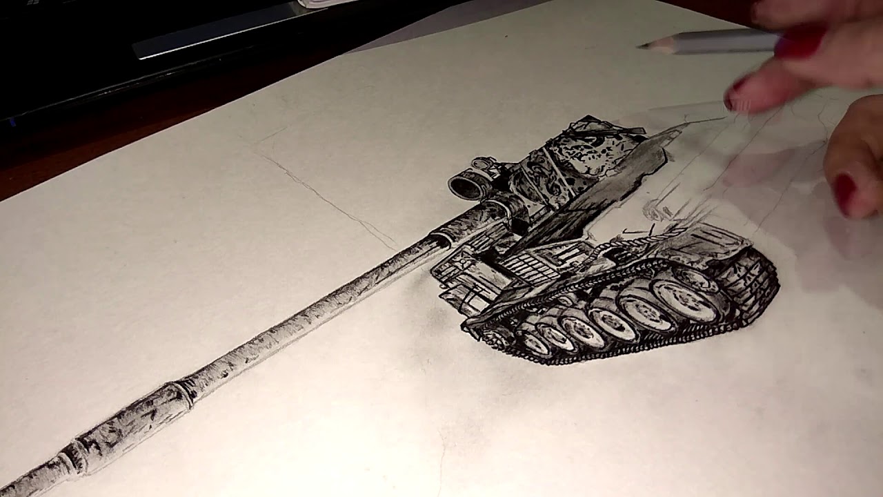 Как нарисовать танк ис 7 карандашом