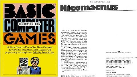 101 BASIC Games | Nicomachus | NICOMA.BAS