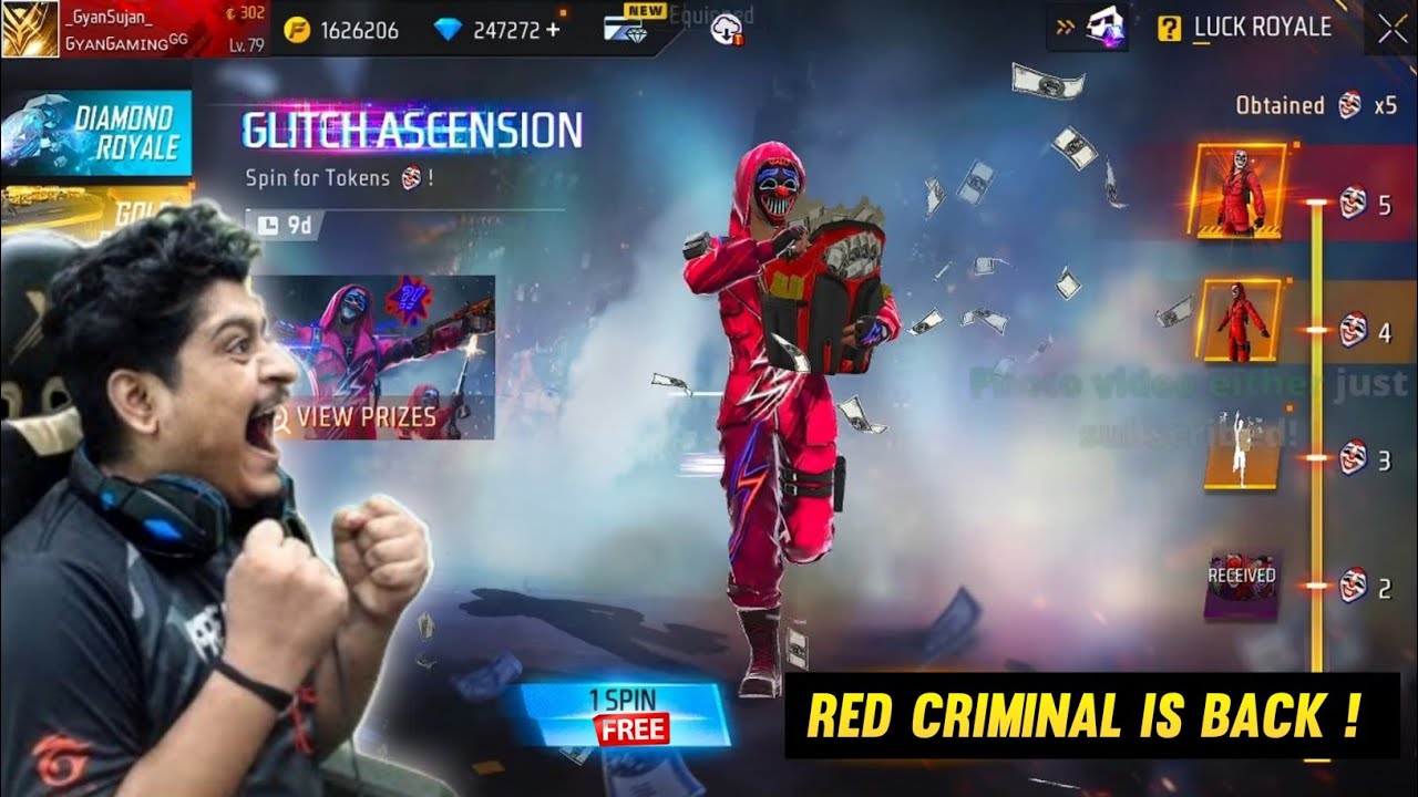 RED CRIMINAL RETURN 😱 5 TOP CRIMINAL TOKEN GYANSUJAN ACCOUNT FREE FIRE ...
