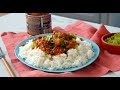 Ce classique est toujours un succs  poulet au curry et  la mangue avec du riz au jasmin