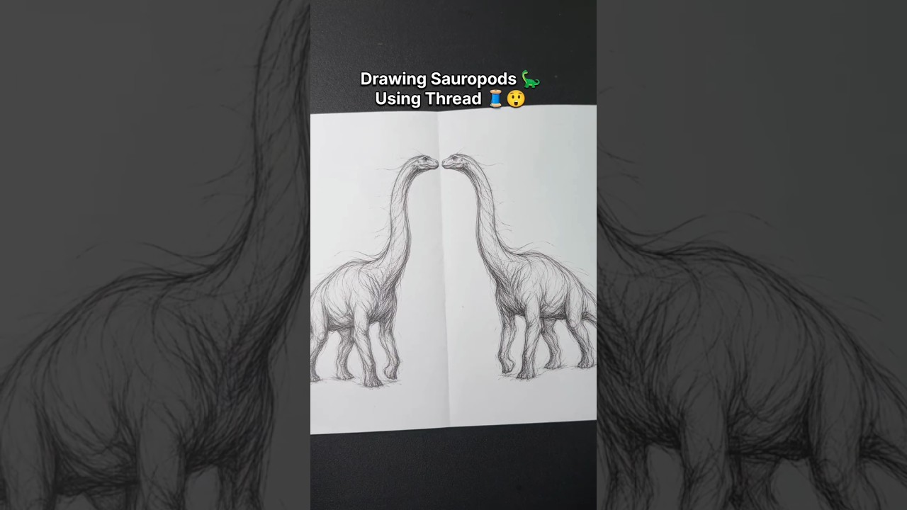 Drawing Sauropod Using Thread #experiment #shortsfeed #youtubeshorts #diy #shorts #art
